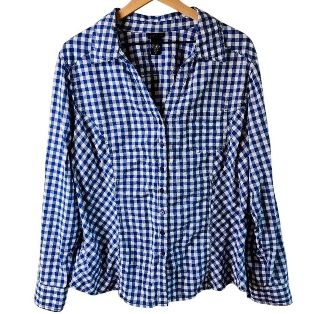 Blue Gingham Button-Front Women's Shirt - Brand Unknown